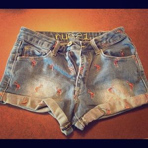 High waisted Flamingo print shorts!